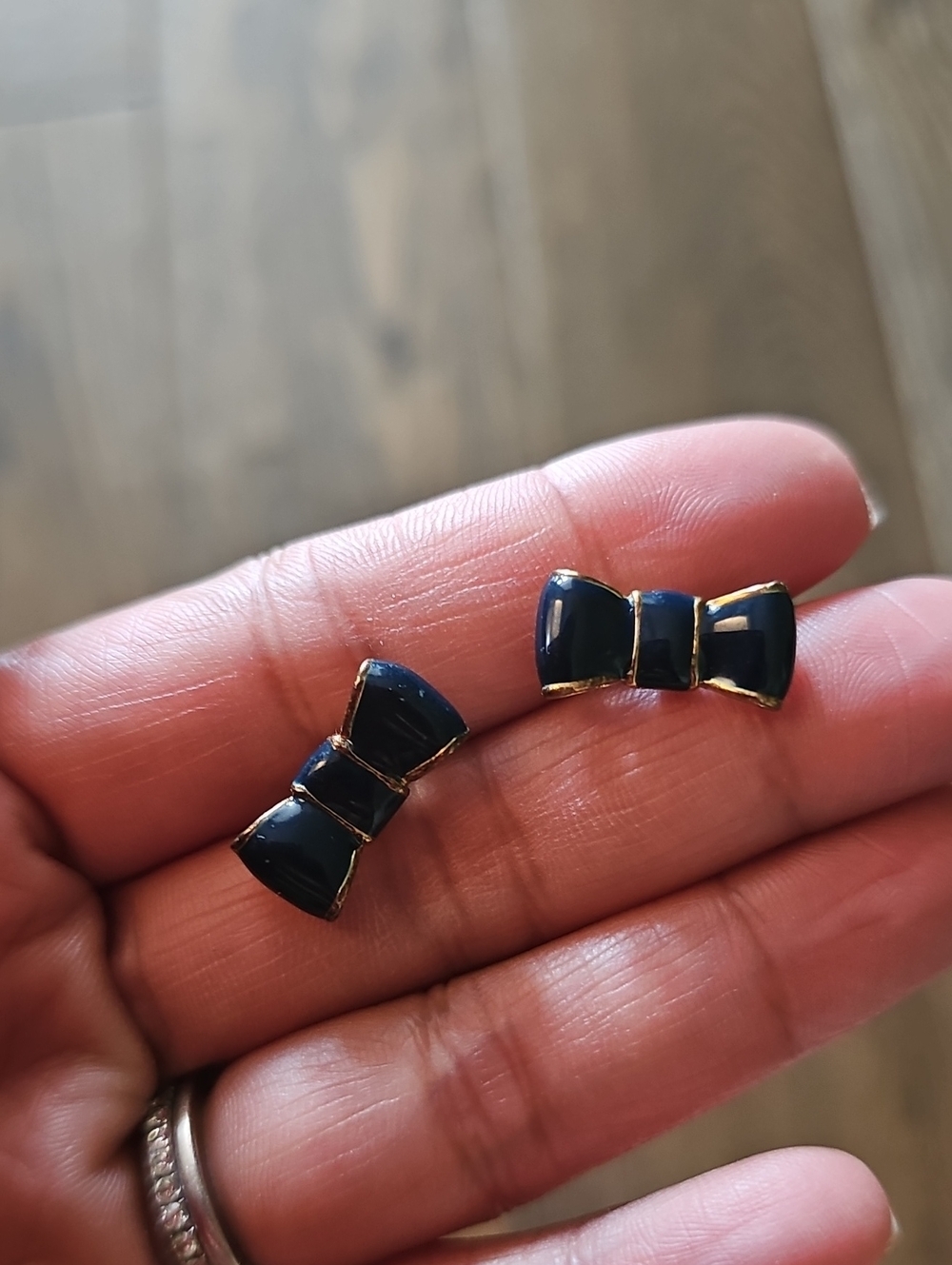 Kate Spade Navy Blue Bow Tie Studs
